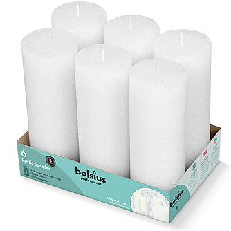 Bolsius Bolsius Rustik Stumpen 190/68mm - wolkiges Weiß (6er Tray) Artikelvorschau Bolsius Rustik Stumpen 190/68mm - wolkiges Weiß (6er Tray)