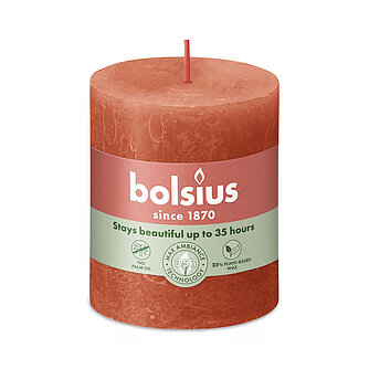 Artikelvorschau Rustik Stumpenkerzen 80/68 mm - Herbstliches Orange (1 Stück)