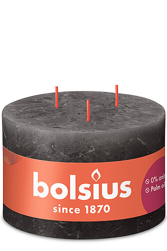 Artikelvorschau Rustik 3-Docht Kerze (1 Stück) - Stürmisches Grau