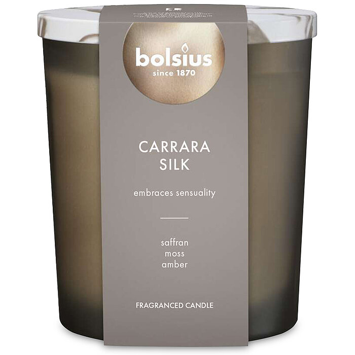 Bolsius Marble Duftglas Carrara Silk mit Marmoreffekt und dekorativem Deckel