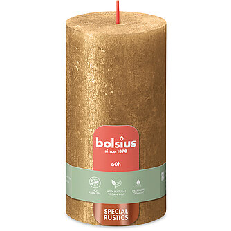 Bolsius Rustik Stumpenkerzen Shimmer 130/68 mm - Gold (1 Stück) Artikelvorschau Rustik Stumpenkerzen Shimmer 130/68 mm - Gold (1 Stück)