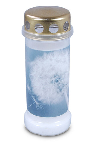 Artikelvorschau Grablicht Nr. 6 mit Deckel und Motiv Pusteblume