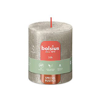 Artikelvorschau Rustik Stumpenkerzen Shimmer 80/68 mm - Champagner (1 Stück)