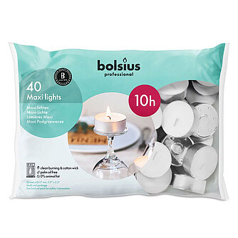 Artikelvorschau Bolsius Professional Teelichte 10 h, 40er Beutel (silber)