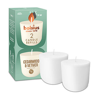 Artikelvorschau Bolsius: Cleanlight Duftnachfüller (2er Pack) - Zedernholz & Vetiver