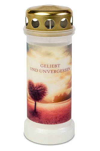 Artikelvorschau Grablicht Nr. 6 mit Deckel und Motiv Rosa Baum