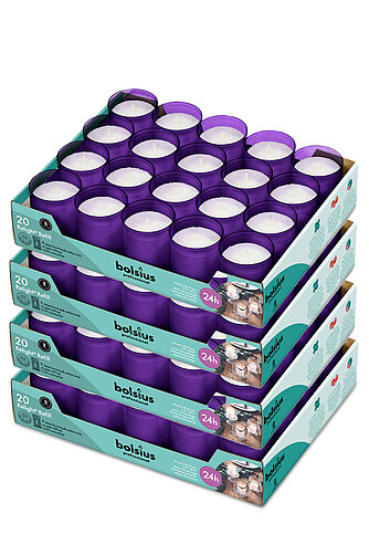 Bolsius Relight Nachfüllkerzen 4x 20er Tray - lila Artikelvorschau Relight Nachfüllkerzen 4x 20er Tray - lila