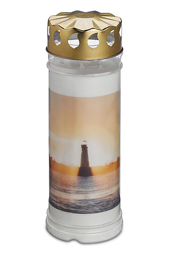 Artikelvorschau Grablicht Nr. 7 mit Motiv - Leuchtturm