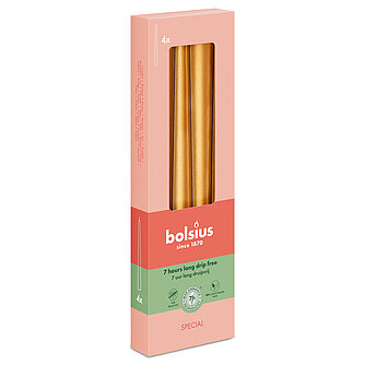 Artikelvorschau Bolsius: Metallic Spitzkerzen Special 234/24mm (4er Pack) - Golden Orange