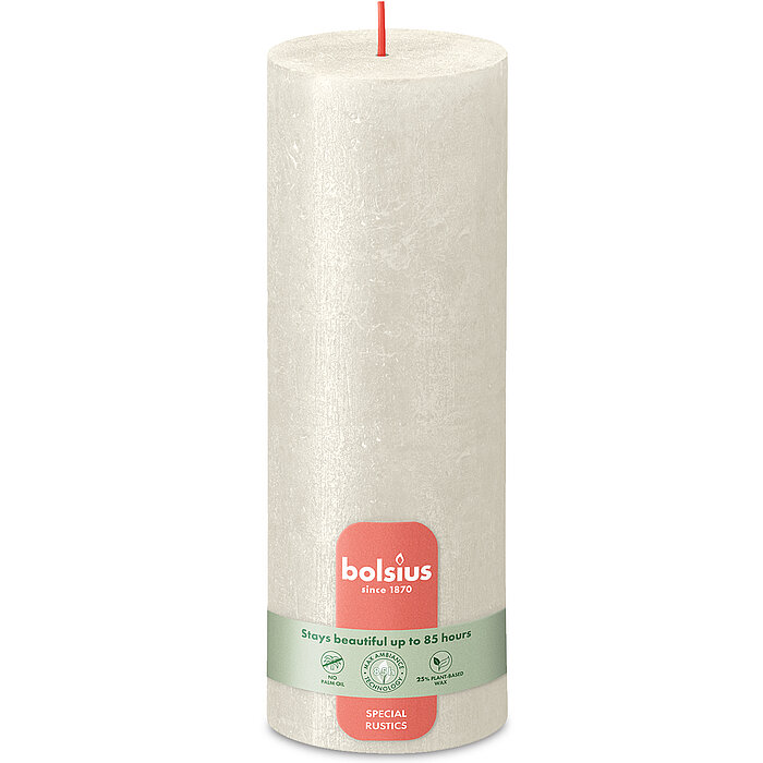 Rustik Shimmer Specials Stumpenkerze in der Farbe Elfenbein Größe 190/68 Einzelkerze