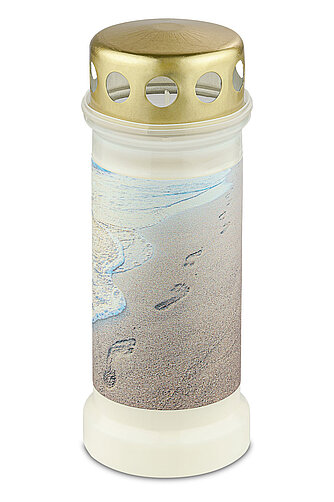 Artikelvorschau Bolsius: Grablicht Nr. 6 mit Deckel und Motiv Strand