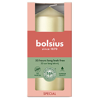 Artikelvorschau Bolsius: Metallic Stumpenkerze 120/58mm - Weiß Silber (1 Stück)