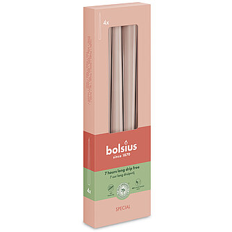 Artikelvorschau Bolsius: Spitzkerzen Ultra Gloss 245/24mm (4er Pack) - Nebliges Rosa