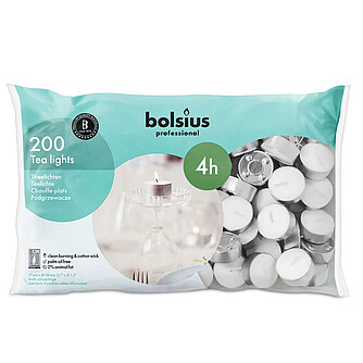 Artikelvorschau Professional Teelichte 4 h, 200er Beutel (silber)