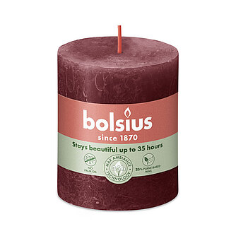 Artikelvorschau Rustik Stumpenkerzen 80/68 mm - Samtrot (1 Stück)