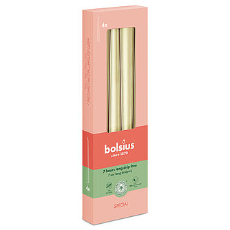 Artikelvorschau Bolsius: Metallic Spitzkerzen Special 234/24mm (4er Pack) - Metallic Silber