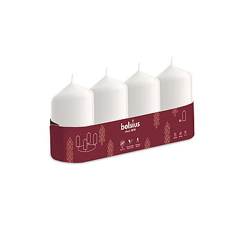 Artikelvorschau Bolsius: Stumpenkerzen 60/40mm (4er Tray) - Weiß