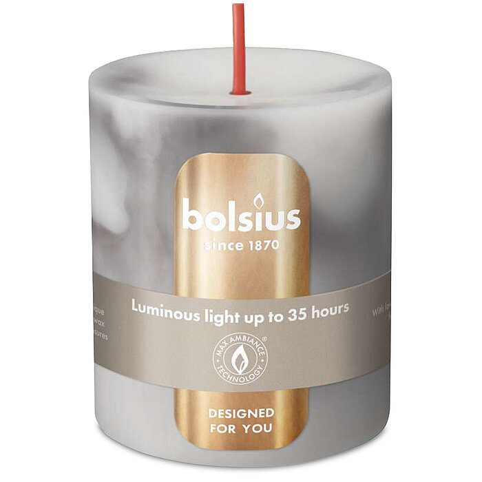Bolsius Marble Stumpenkerze Carrara Silk Einzelansicht