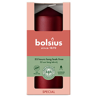 Artikelvorschau Bolsius: Metallic Stumpenkerze 120/58mm - Rot (1 Stück)