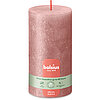 Rustik Shimmer Specials Stumpenkerze in der Farbe Rosa Größe 130/68 Einzelkerze