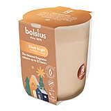 Ein Bolsius Duftkerzenglas aus cremefarbenem Milchglas und Haselnuss-Vanille-Duft.