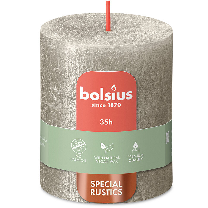 Rustikale Shimmer Stumpenkerze Special Kollektion in der Farbe Champagner Einzelkerze 