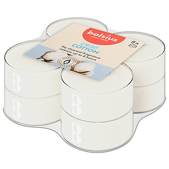 Artikelvorschau True Scents Maxi-Lichte Clear Cup - Fresh Cotton (8er Pack)