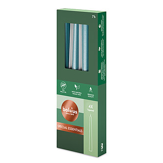 Bolsius Bolsius: Metallic Spitzkerzen Special 234/24mm (4er Pack) - Metallic Blau Artikelvorschau Bolsius: Metallic Spitzkerzen Special 234/24mm (4er Pack) - Metallic Blau