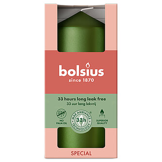 Artikelvorschau Bolsius: Metallic Stumpenkerze 120/58mm - Grün (1 Stück)