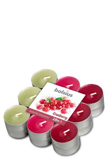 Duft-Teelichte 3-farbig - Cranberry (18er Pack)